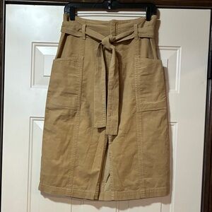 Size 4 Banana Republic Khaki Corduroy Midi Skirt with Tie Belt (ABBA)